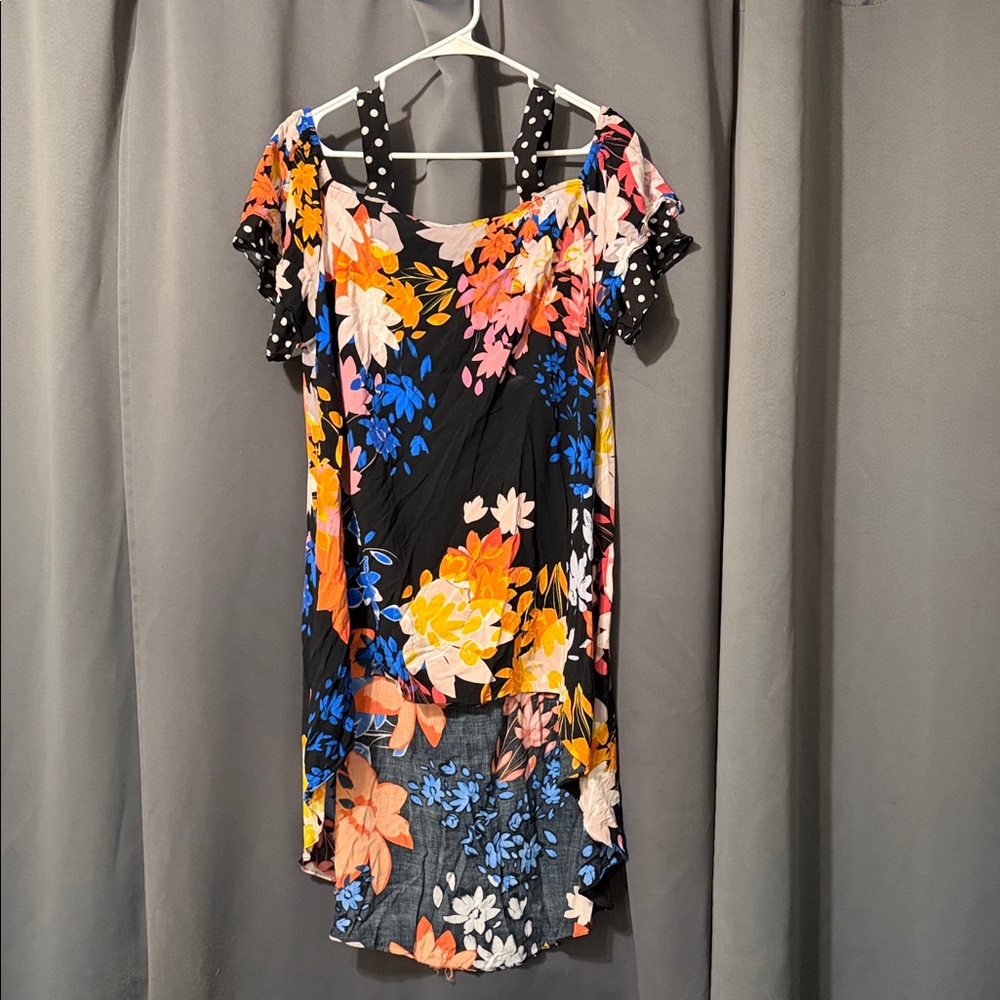 Avenue Black Floral High Low Tunic